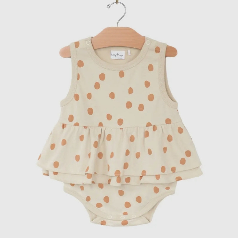 City Mouse | Studio Skirted Tank Bodysuit- Saffron Dots